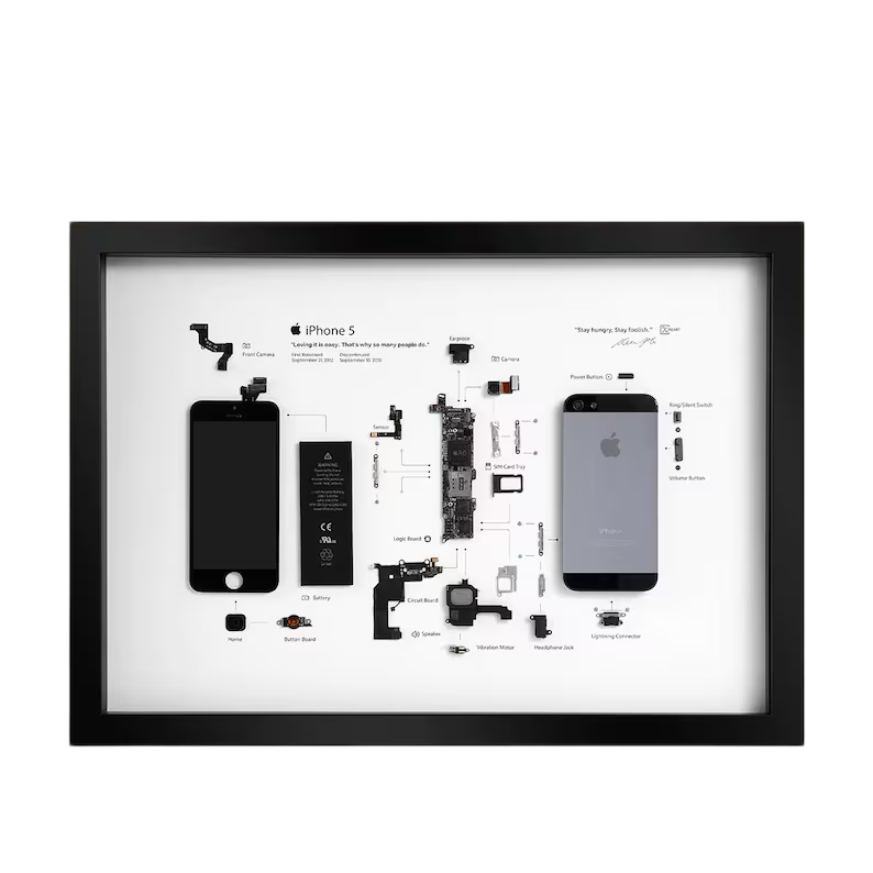 Framed iPhone 5 Disassembled Phone Art