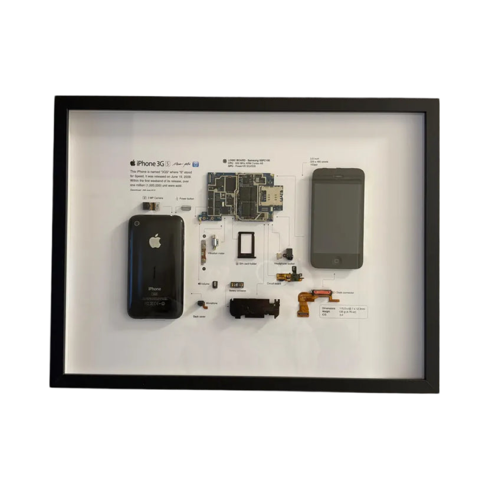Framed iPhone 3GS Disassembled Phone Art